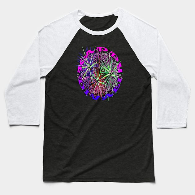 Happy Diwali Light Up The World With Fireworks Pink Purple Baseball T-Shirt by taiche